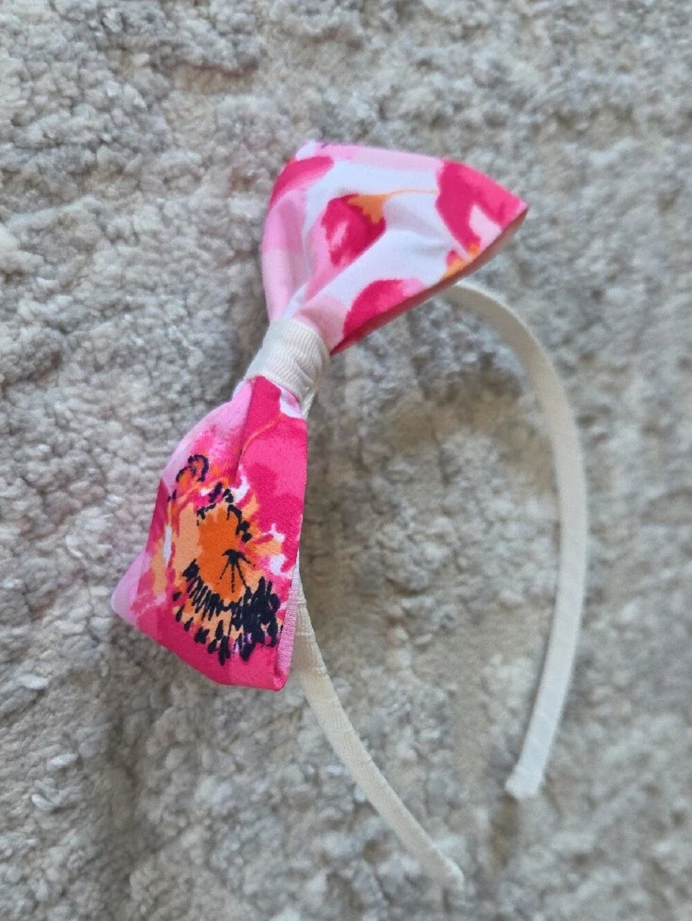 Janie and Jack Pink Floral Bow Headband